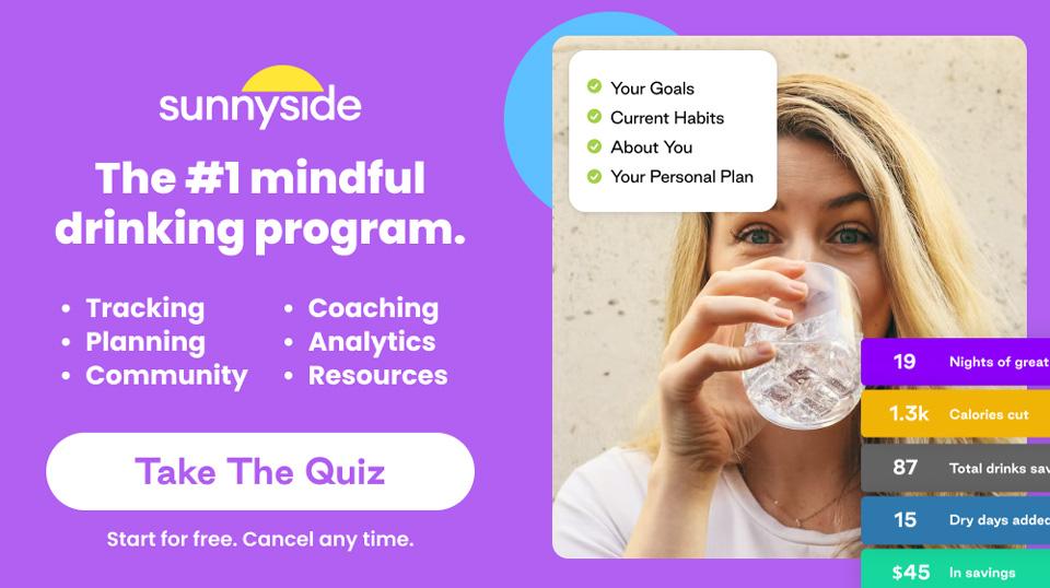 sunnyside: the number 1 mindful drinking program. Tracking, Planning, Commun ity, Coaching, Analytics, Resources.