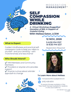 "Self-Compassion While Drinking" poster.